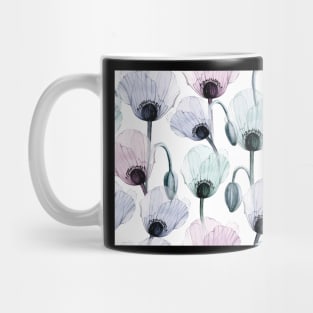 Seamless Watercolor Pattern With Transparent Poppy Flower Mug